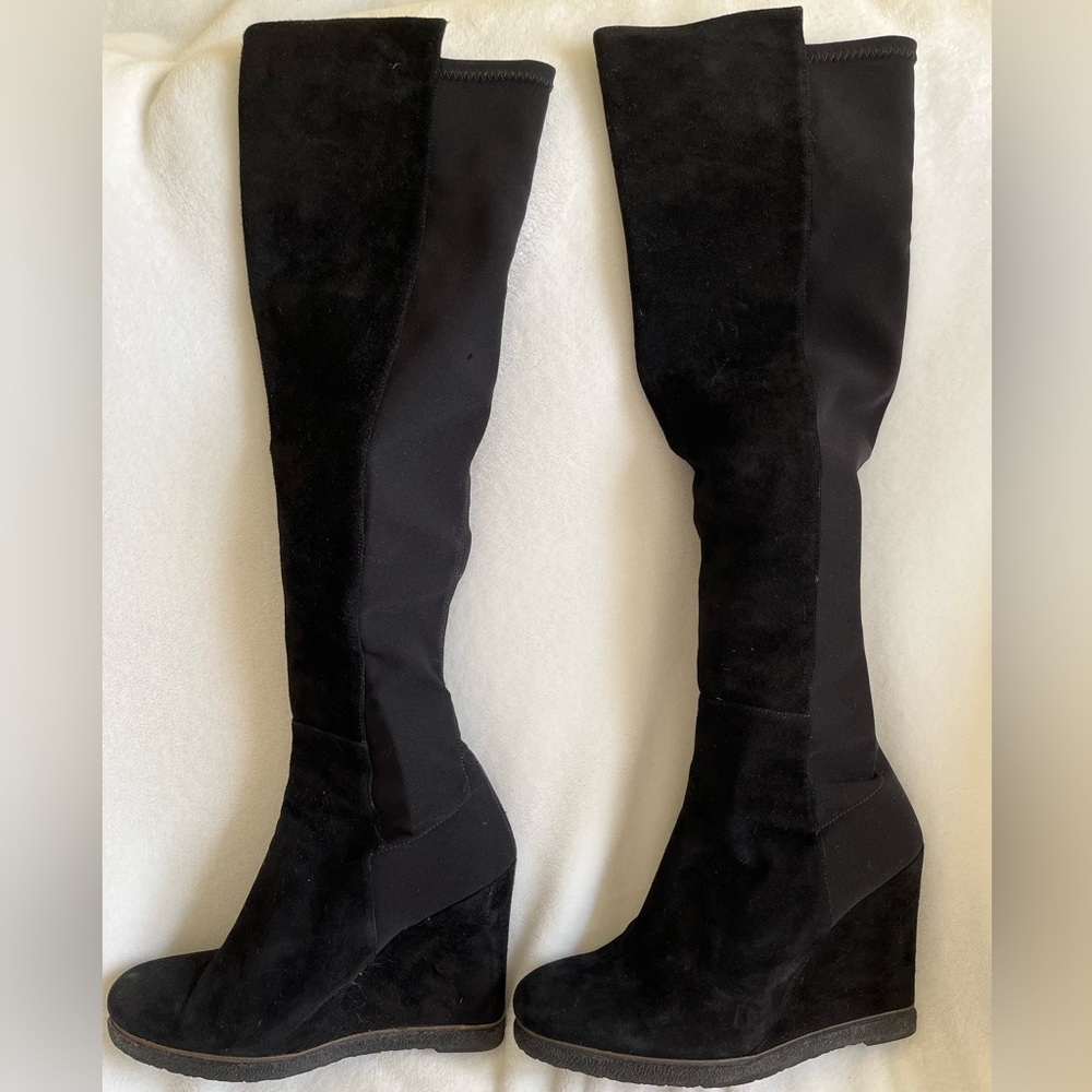 Stuart Weitzman Suede Wedge Knee-high Boots